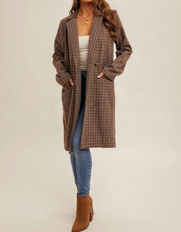 Women's Clothing Apparel Sets Check Mate Coat In Brown