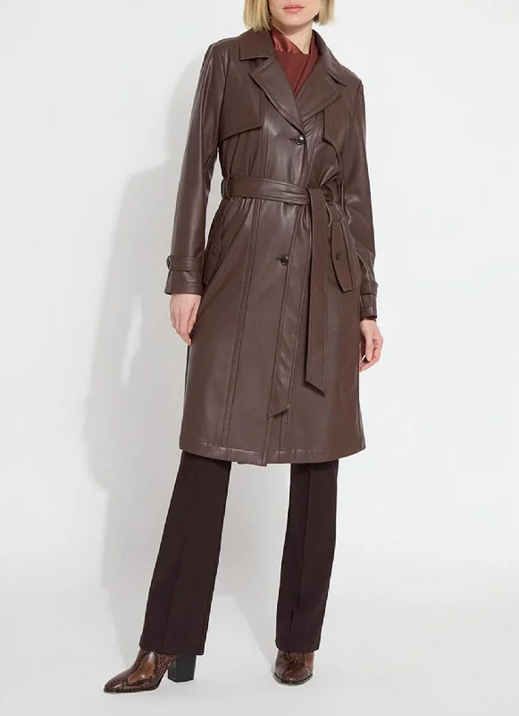 Shop Trendy And Timeless Outfits At Special Prices Cielo Vegan Leather Trench Coat In Mocha