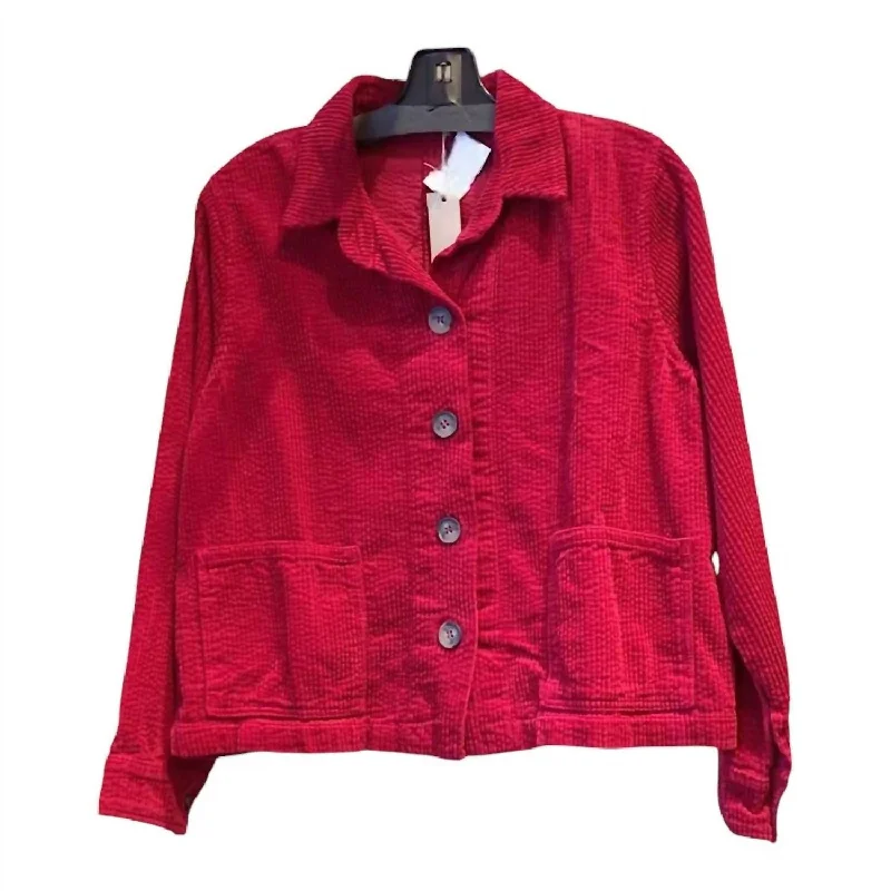 Unbeatable Discounts On The Latest Fashion Trends Women's Lux Cord Cropped Jacket In Cardinal