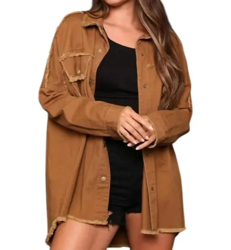 Sustainable Women's Clothes Rock And Roll Jacket In Camel