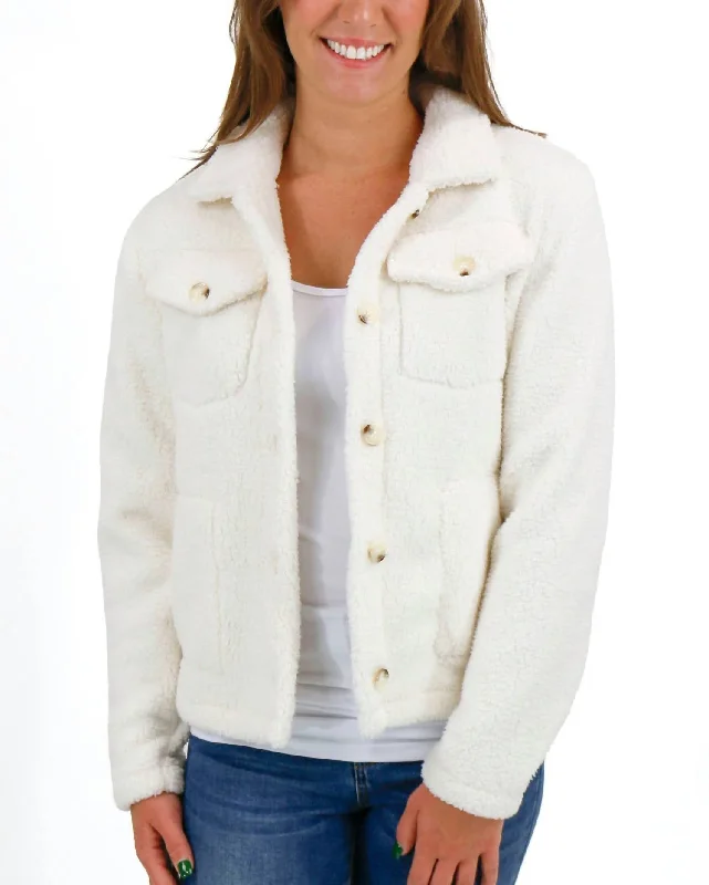 Comfortable Outfit For Women Fleece Jacket In Cream