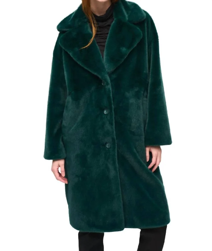 Women's Occasion Wear Apparel Faux Fur Coat In Absolute Green