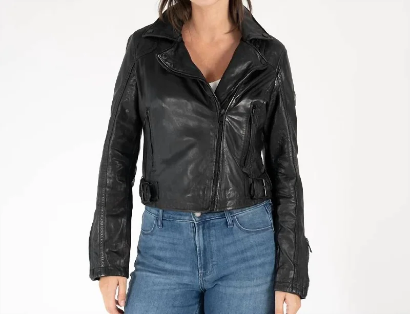 Affordable Women's Garments Bita Crop Moto Jacket In Black