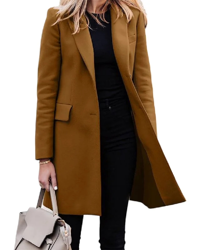 Women's Chic Outerwear Outfit RVHSWDS Long Trench Coat