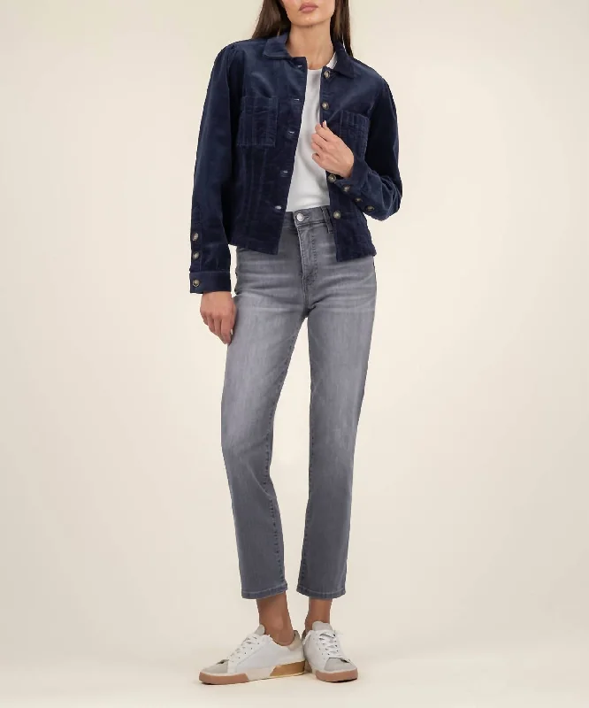 Comfortable Women's Apparel Kyra Corduroy Jacket In Navy