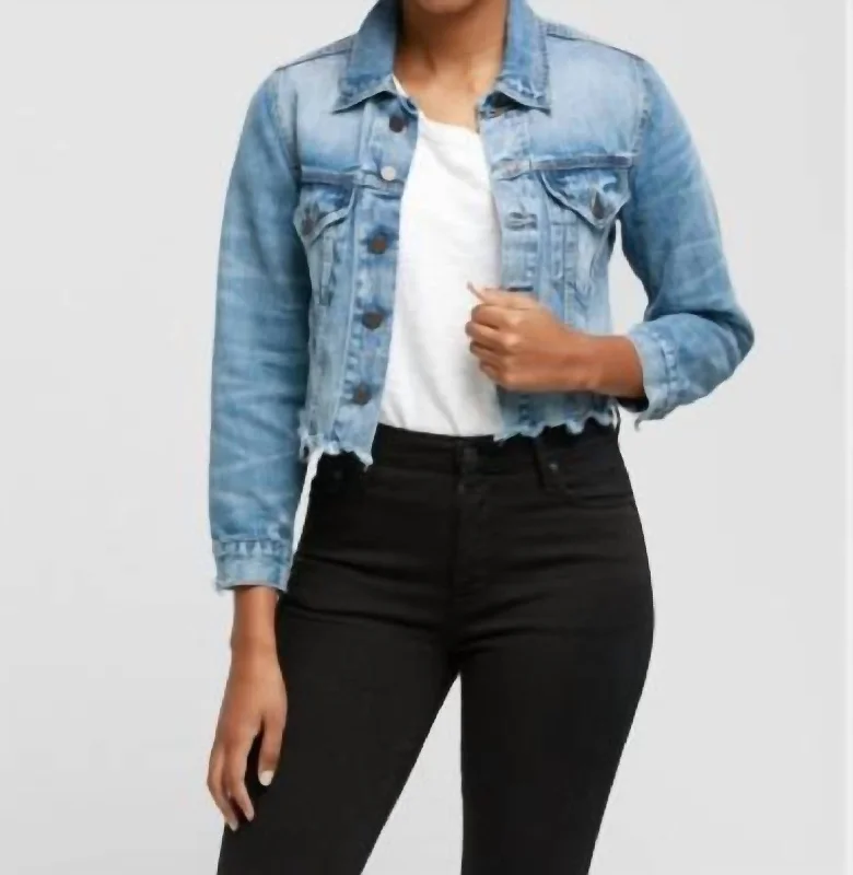 Women's Athleisure Apparel Naibi Cropped Jacket In Distressed Indigo