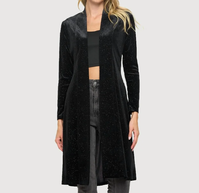 Timeless Women's Outfit Glitter Duster Jacket In Black