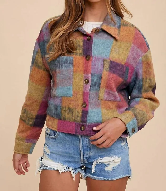 Women's Clothing For Travel Soft Brushed Loose Fit Jacket In Multicolor