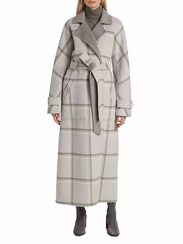 Everyday Fashion Leone Reversible Double Face Wool Coat In Grey/sage