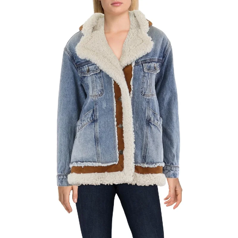 Timeless Women's Clothes Womens Faux Fur Lined Trucker Denim Jacket