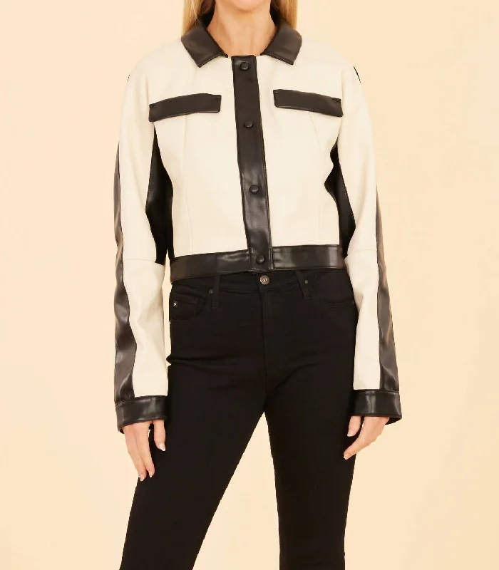 Women's Work Outfit Tone The Line Jacket In Cream And Black