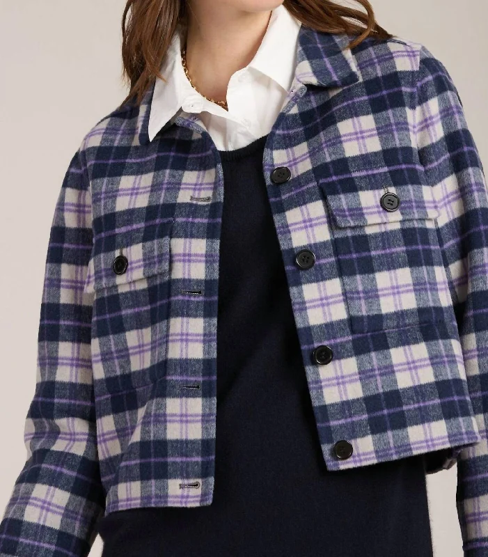 Women's Work Outfit For The Office Mallory Plaid Jacket In Navy Multi