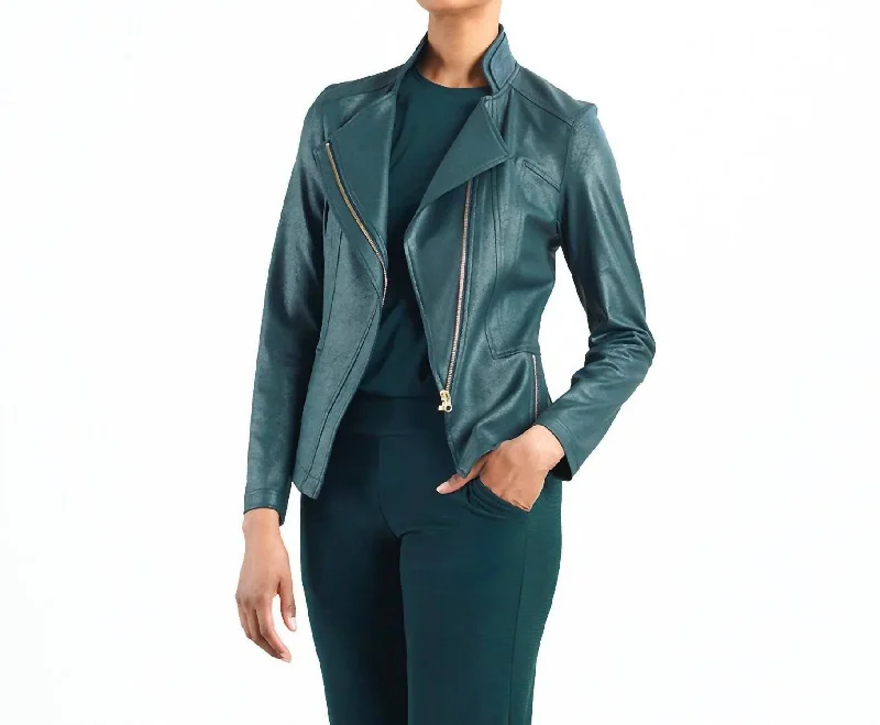 Huge Markdowns On Must-Have Fashion Essentials Liquid Leather Signature Jacket In Hunter Green