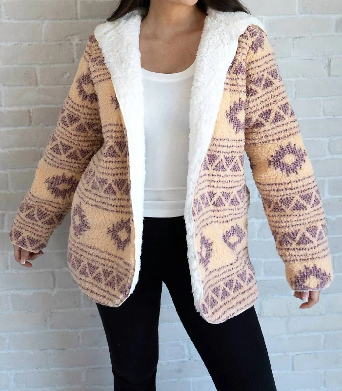 Women's Classic Outfit Imani Hooded Sherpa Jacket In Taupe