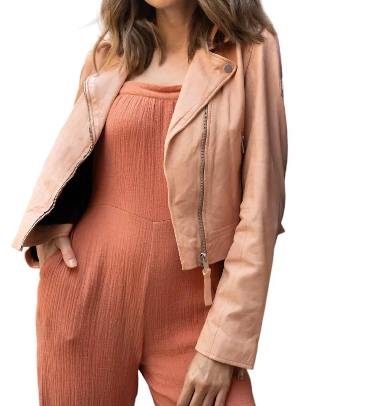 Women's Clothing Sets Julene Rf Leather Jacket In Peach