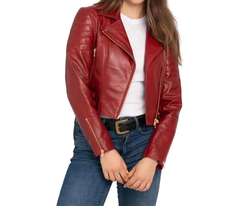 Sustainable Women's Clothing Eureka Leather Biker Jacket In Red