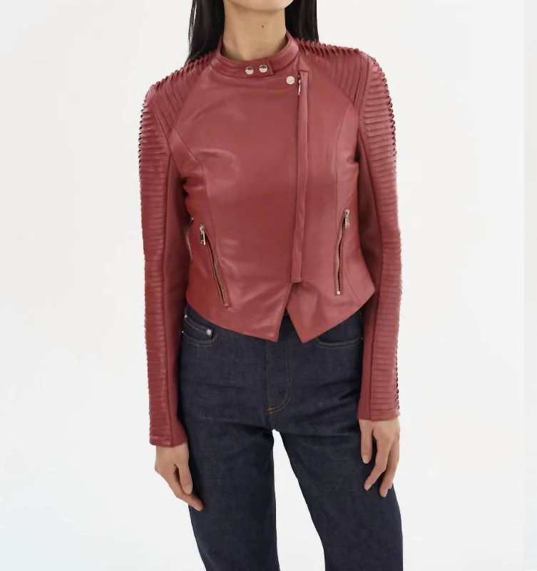 Big Savings On Modern And Classic Fashion Looks Azra Leather Jacket In Rosewood