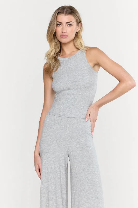 Women's Plus-Size Garments Hot Items 365 SCULPTING LOUNGE RACER TANK - GREY MARL