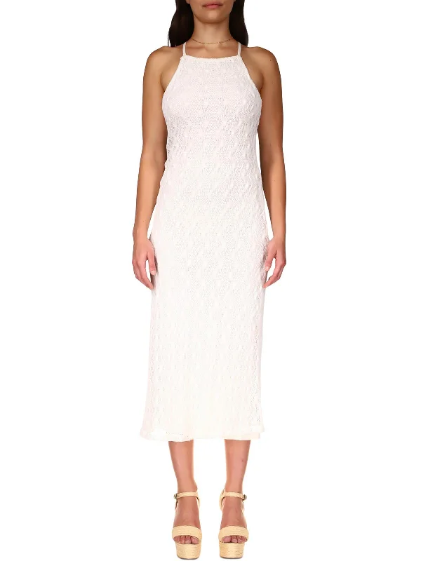 Women's Luxury Attire Flash Sales Womens Crochet Halter Midi Dress