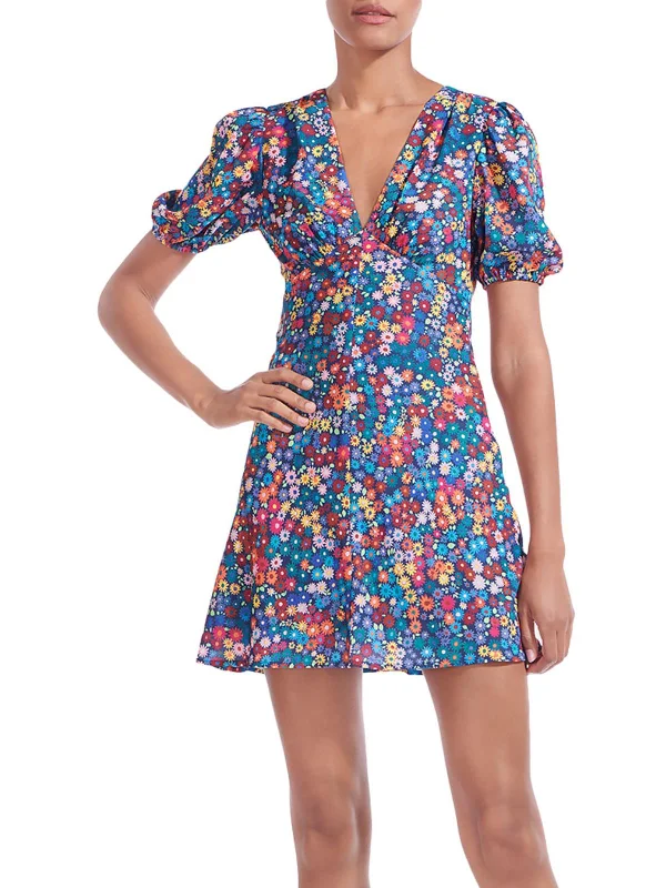 Women's Clothing And Garments Sets Chic Trend Collection Womens Floral Print V Neck Mini Dress