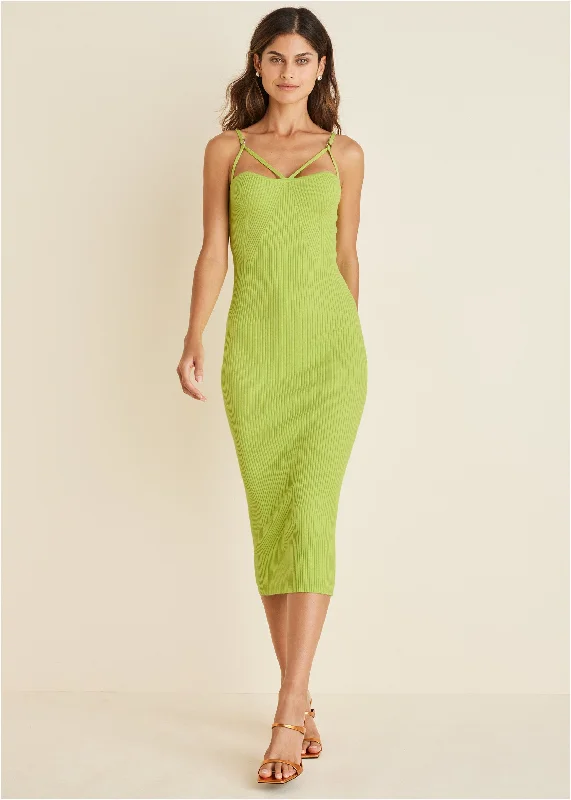 Affordable Women's Clothes Timeless Style Promotions Strappy Midi Dress - Lime