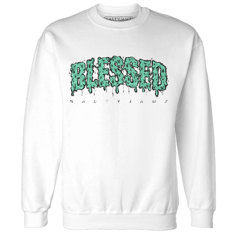 Contemporary Gender-Free Clothing Styles Insane Discount Onslaught NastyJamz Green Glow 3s Sweatshirt Match Blessed Text