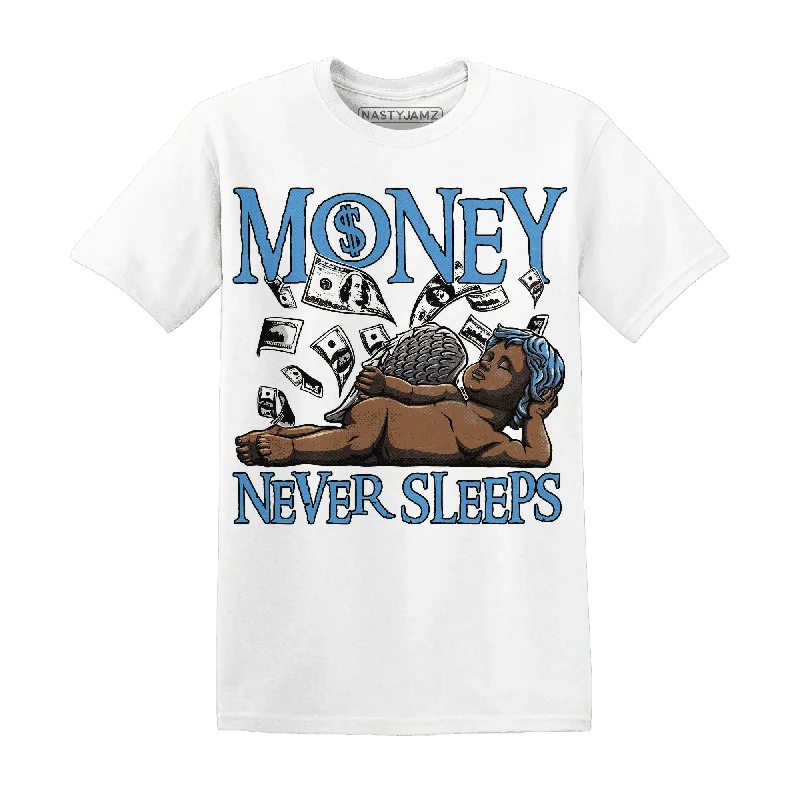 Functional And Stylish Unisex Wear Casual Chic Deals NastyJamz Carolina Blue Univercitii 17s T-Shirt Match Money Never Sleeps