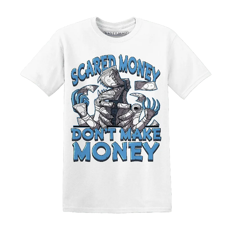 Sleek And Stylish Unisex Outerwear Exclusive Fashion Deals NastyJamz Carolina Blue Univercitii 17s T-Shirt Match Scared Money